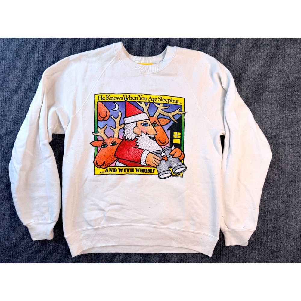 Vintage Lake Street Shirts Sweatshirt L White Funny Christmas Santa USA Made 90s
